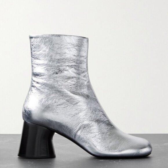 KHAITE Admiral Metallic Crinkled-leather Ankle Boots - Silver - Picture 2 of 4